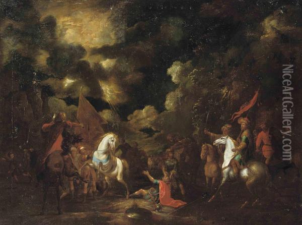 The Conversion Of Saint Paul On The Road To Damascus Oil Painting - Georg Philipp I Rugendas