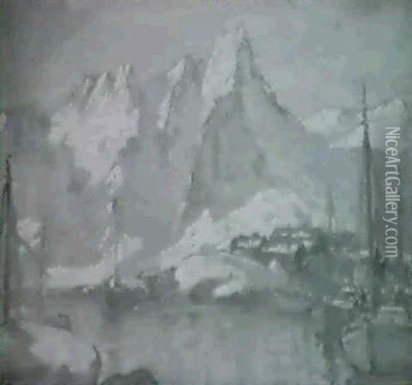Vardag Pa Fjorden -                                         Motiv Fran Lofoten Oil Painting - Anna Boberg