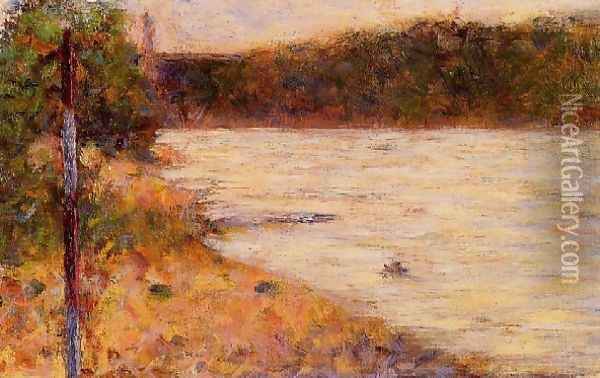 Banks of a River Oil Painting - Georges Seurat