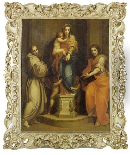 Madonna Del Arpie Oil Painting - Andrea Del Sarto