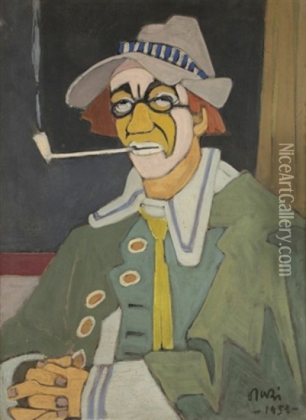 Le Clown, Peinture Du Mouvement Oil Painting - Orazio Orazi
