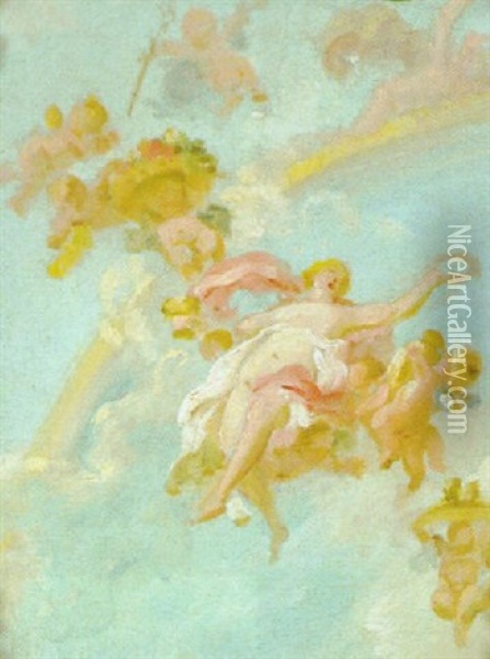 Flora Mit Putten In Den Wolken Oil Painting - Jean-Honore Fragonard