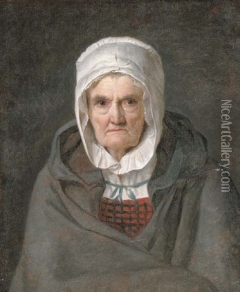 Portrait Of An Elderly Lady, Bust-length (the Artist's Housekeeper?) Oil Painting - Jacques-Louis David