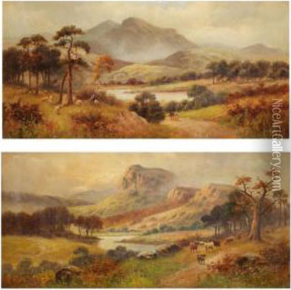 'landscape Pertschire' 'landscape. Cromarty' Oil Painting - Frederick William Hulme