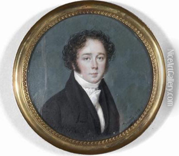 Portrait Presume De Monsieur Sawton, (d'apres Une Etiquette Au Verso) Oil Painting - Pierre Edouard Gautier D'Agoty