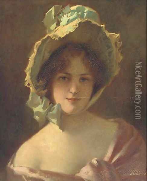 Portrait of a lady Oil Painting - Marie Adolphe Edouard Moderat D'Otemar