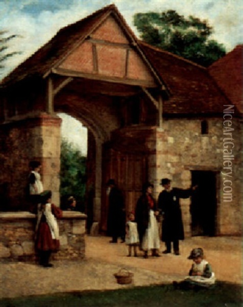 By The Village Doorway Oil Painting - Joseph Clark