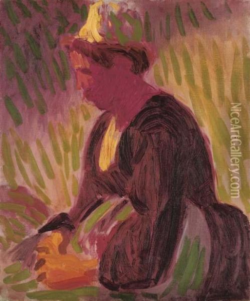 Peasant Woman Seated Outdoors Oil Painting - Roderic O'Conor