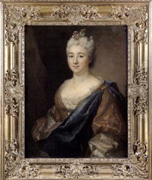 Portrait De La Marquise De Montebello (?) Oil Painting - Nicolas de Largilliere