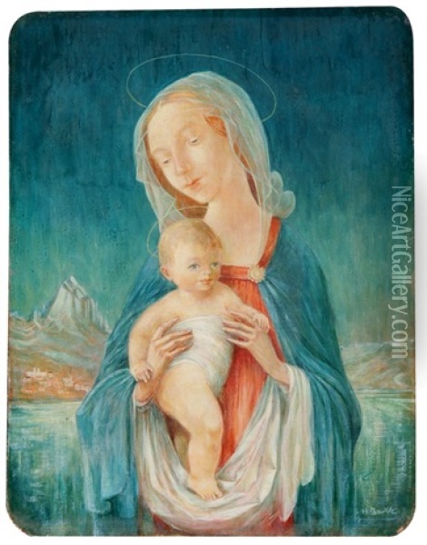 Madonna Mit Kind Oil Painting - Hans Bertle