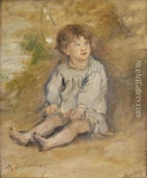Portrait De J Desboutin, Enfant Oil Painting - Marcellin Desboutin