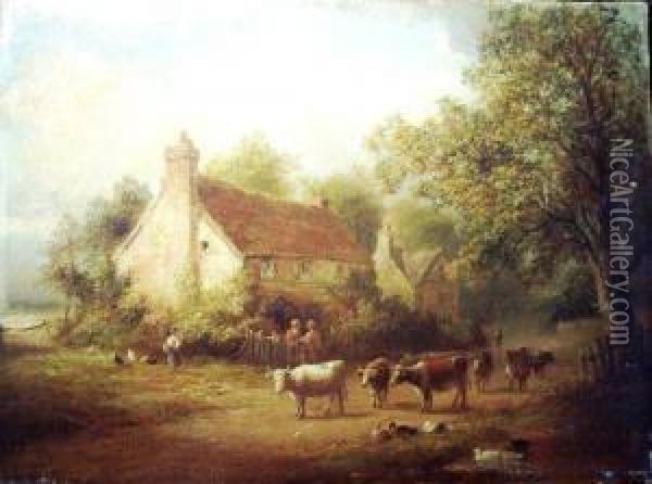 Surrey Cottage Oil Painting - Thomas Whittle