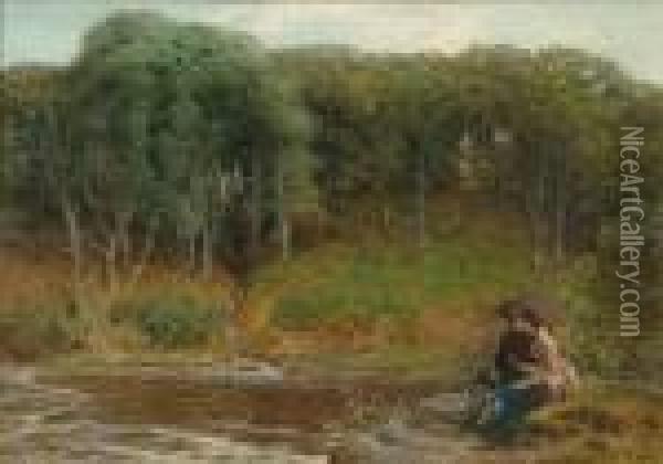 Lovers By A Lake Oil Painting - John Dawson Watson