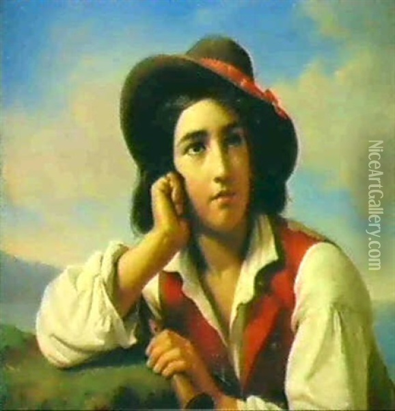 Bildnis Eines Junges Schalmeienspielers Oil Painting - Luigi Rubio