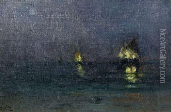 Berck, La Nuit, Retour Des Barques Oil Painting - Marie Joseph Leon Clavel Iwill