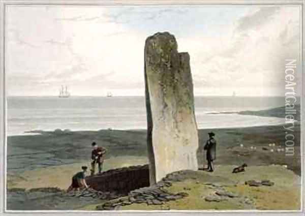 Druidical Stone at Strather near Barvas Isle of Lewis Oil Painting - William Daniell RA