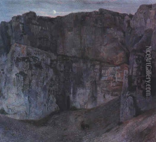 Kentauren Im Felsengestein Oil Painting - Karl Mediz