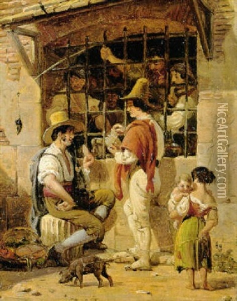En Faengsels-scene I Rom Oil Painting - Wilhelm Nicolai Marstrand
