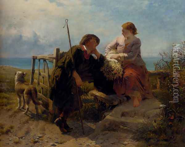 A Moment's Rest Oil Painting - James John Hill