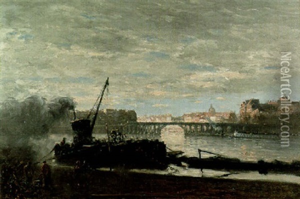 Le Pont De L'estacade, Paris Oil Painting - Frank Myers Boggs