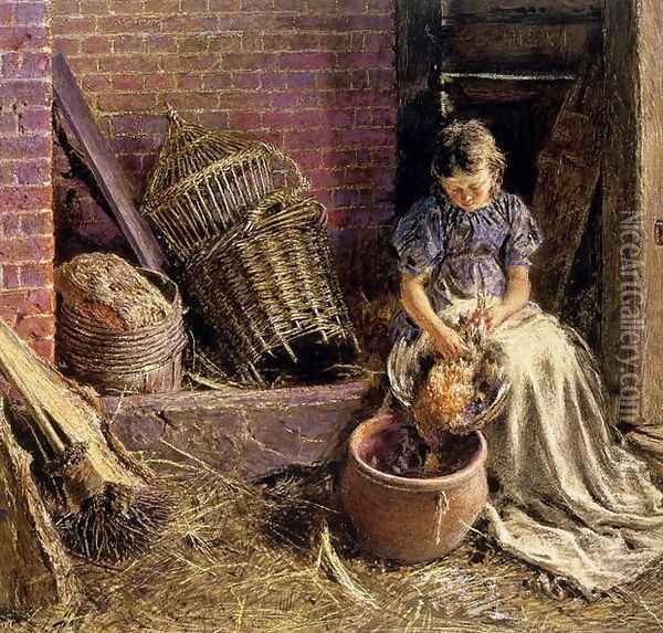 Plucking the fowl Oil Painting - William Henry Hunt