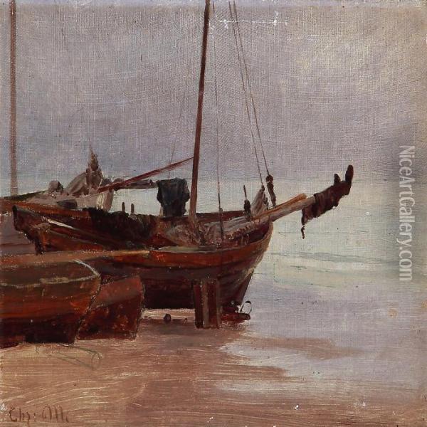 Baade Paa Stranden I Lonstrup Oil Painting - Christian Molsted