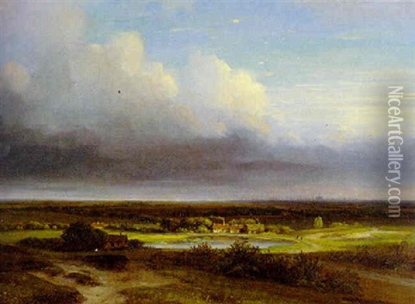 Panoramisch Landschap In De Omgeving Van Haarlem Oil Painting - Nicolaas Johannes Roosenboom