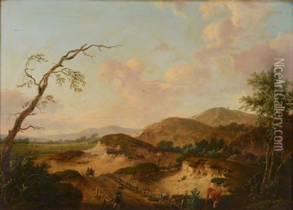 Shooter In A Landscape Oil Painting - Heinrich Wilhelm Schweickardt