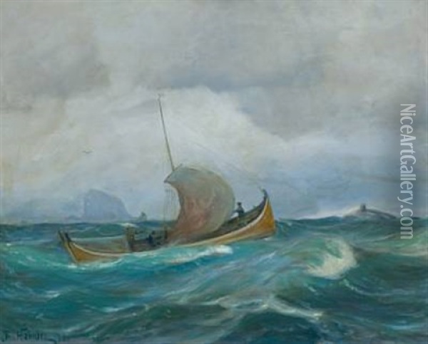 Frisk Bris, Lofoten Oil Painting - Thorolf Holmboe