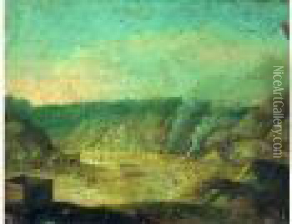 Vue De La Solfetara A Rome Oil Painting - Orazio Grevenbroeck