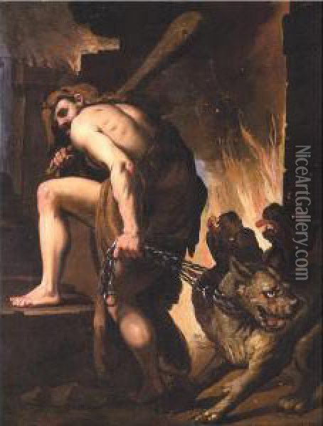 Hercules And Cerberus Oil Painting - Paolo Pagani Castello Valsolda