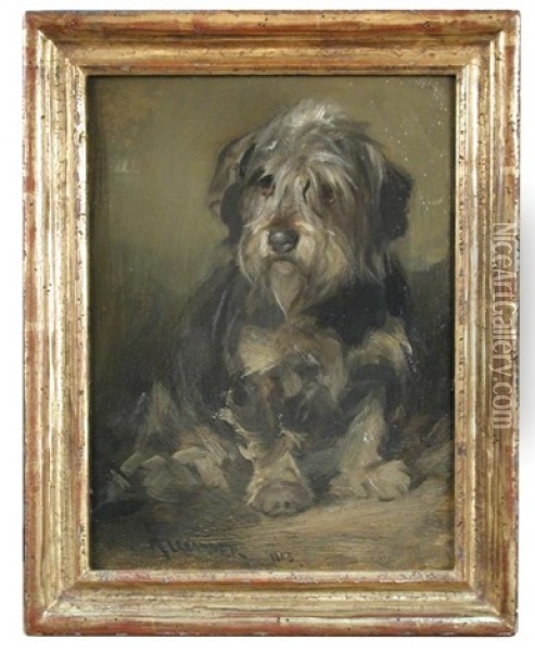 Study Of A Dandie Dinmont Terrier Oil Painting - Robert L. Alexander