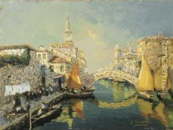 Canale A Venezia Oil Painting - Angelo Pavan