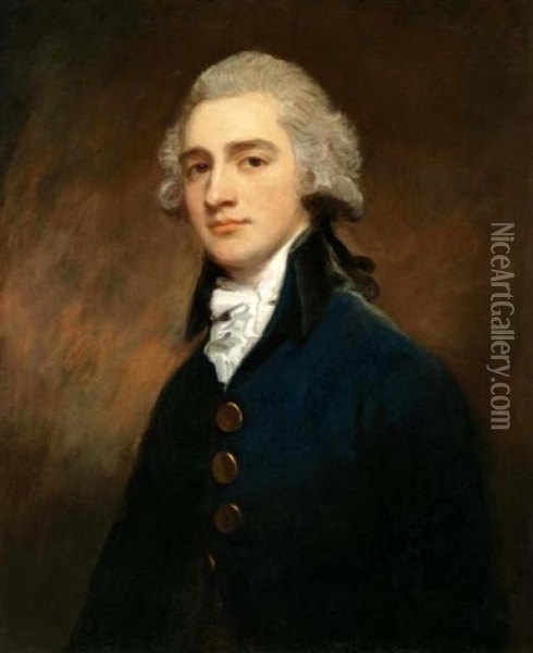 Portrait Of Sir George Gunning Oil Painting - George Romney