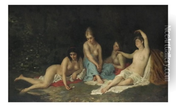 Bathers Oil Painting - Placido Frances y Pascual