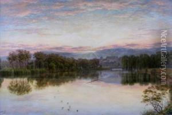 Mt. Lofty Range And Torrens Lake From Weir Bridge Oil Painting - John White