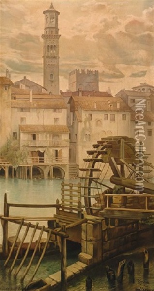 Verona Oil Painting - Antonio Maria de Reyna Manescau