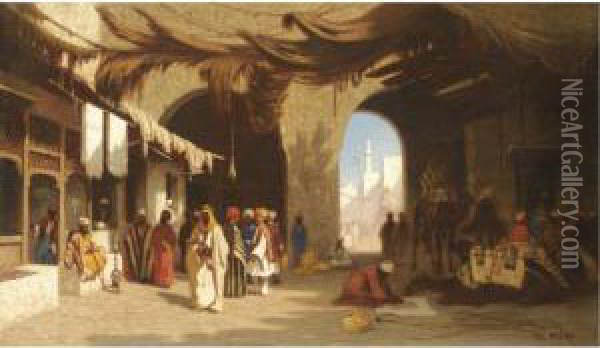 A Bazaar In Beirut Oil Painting - Charles Theodore Frere