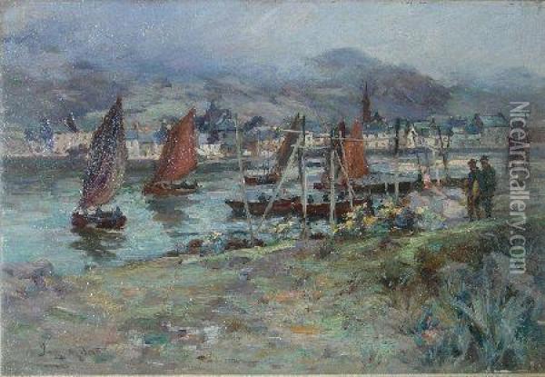 Fishing Boats Departing Oil Painting - Joseph Milner
