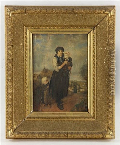 Mother With Her Children Oil Painting - Kilian Christoffer Zoll