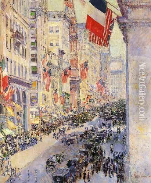 Up the Avenue from Thirty-Fourth Street, 1917 Oil Painting - Frederick Childe Hassam