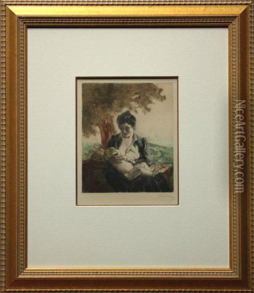 ''mother And Child Oil Painting - Charles Maurin