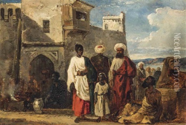 Figures In Thebes Oil Painting - William James Mueller