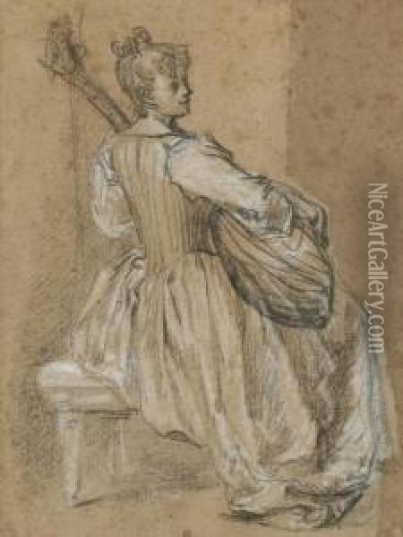 La Joueuse De Mandoline Oil Painting - Louis Joseph, Dit Watteau De Lille