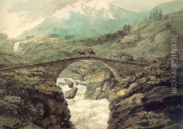 Bridge near Mount Grimsel 1770 Oil Painting - William Pars