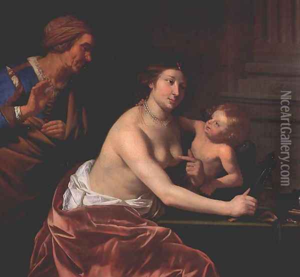 Venus and Amor and an old Woman Oil Painting - Jan Van Bijlert