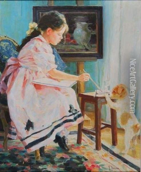 The Budding Artist Oil Painting - Lyubov Popova