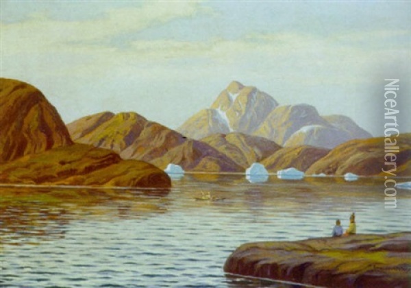 Sommerdag Ved Egedesminde Skaergard Oil Painting - Emanuel A. Petersen