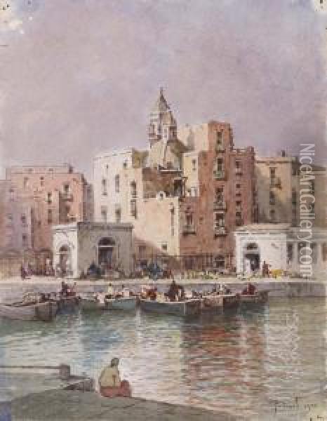 La Marinella A Napoli Oil Painting - Salvatore Petruolo