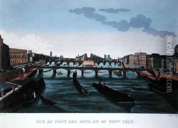 The Pont des Arts and the Pont Neuf, c.1815-20 Oil Painting - Henri Courvoisier-Voisin